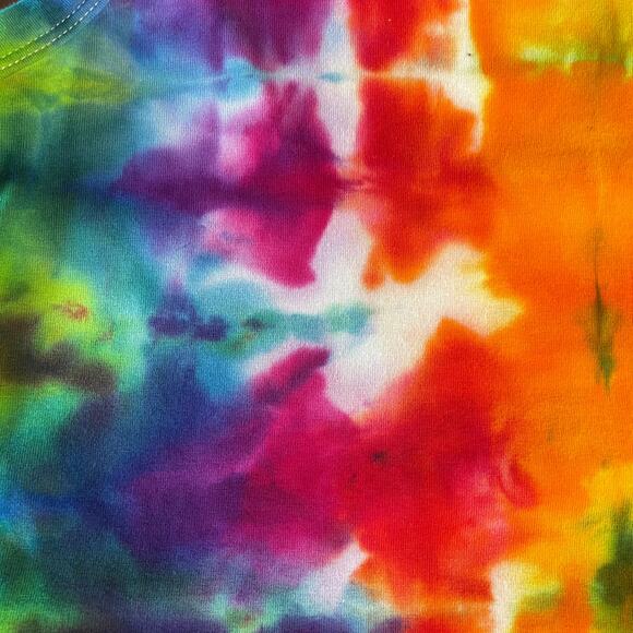 Women's Tie Dyed Tank Crop - Ice Dye Handmade - Funky Rainbow (Fitted Large) - Picture 7 of 11